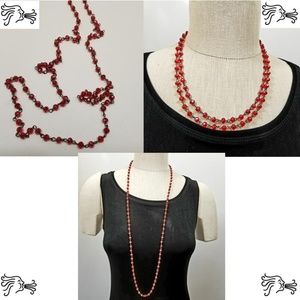 36" 5mm Red Iridescent Crystal Rondelle Necklace